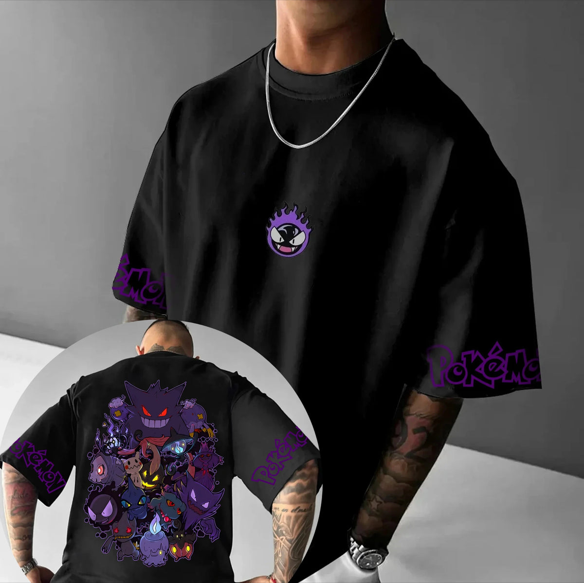 Camiseta Pokémon Gengar — Estampado Anime | Oversize Algodón | Streetwear Hombre Mujer Manga Corta