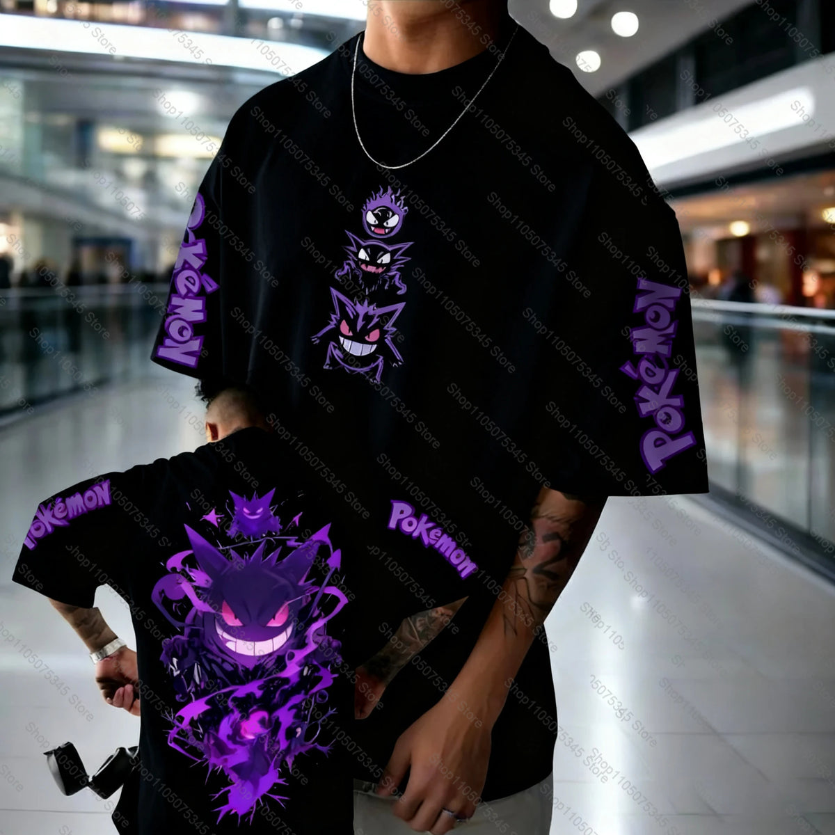 Camiseta Pokémon Gengar — Estampado Anime | Oversize Algodón | Streetwear Hombre Mujer Manga Corta