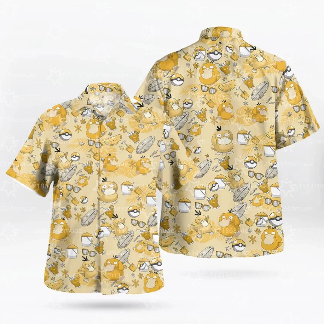 Camisa Hawaiana Snorlax — Estampado Tropical Anime | Aloha | Unisex Niños y Adultos Y2K