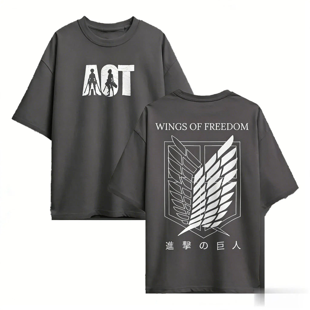 Camiseta Attack on Titan — Gráfica Anime | Oversize Manga Corta | Streetwear Y2K Unisex Algodón