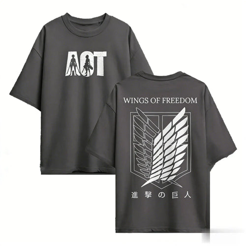 Camiseta Attack on Titan — Gráfica Anime | Oversize Manga Corta | Streetwear Y2K Unisex Algodón