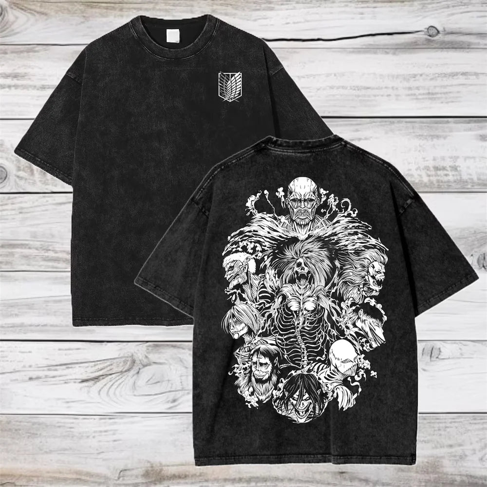 Camiseta Attack on Titan — Streetwear Anime Unisex Manga Corta