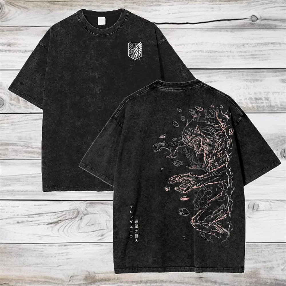 Camiseta Attack on Titan — Streetwear Anime Unisex Manga Corta