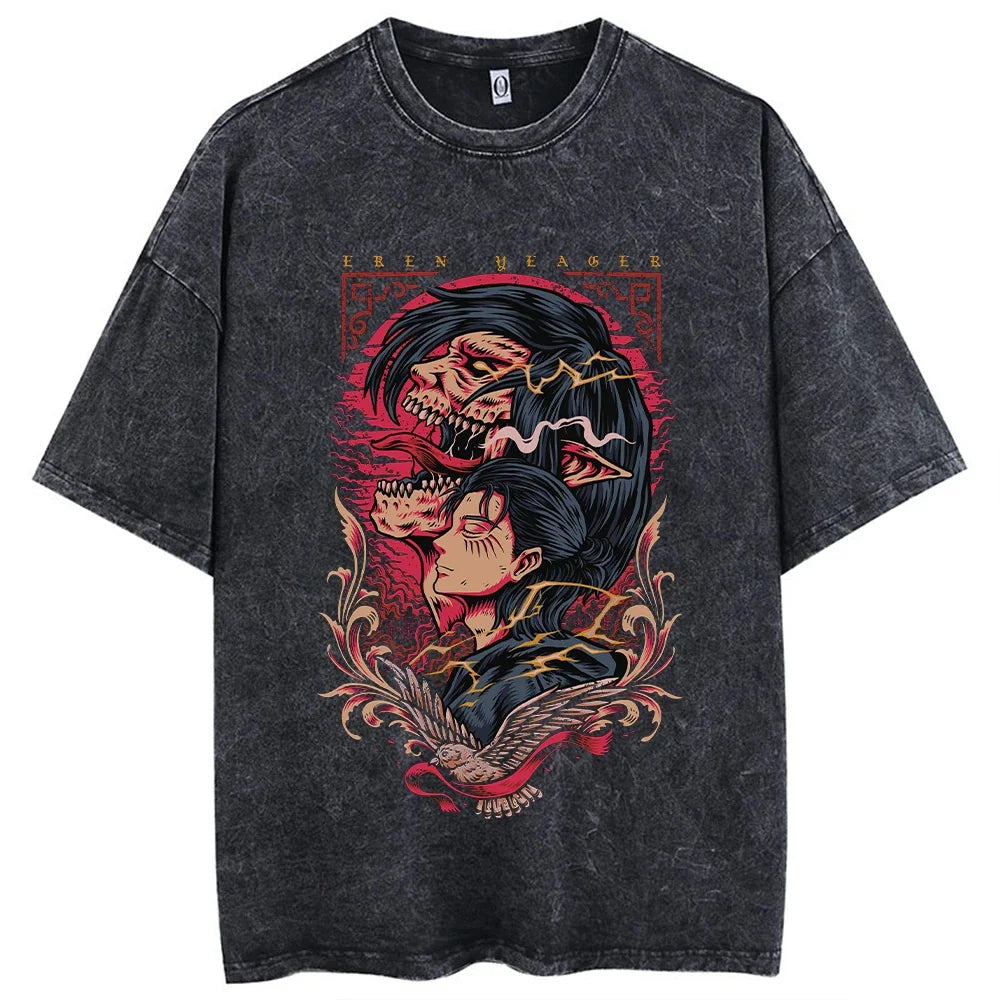 Camiseta Attack on Titan — Streetwear Anime Unisex Manga Corta