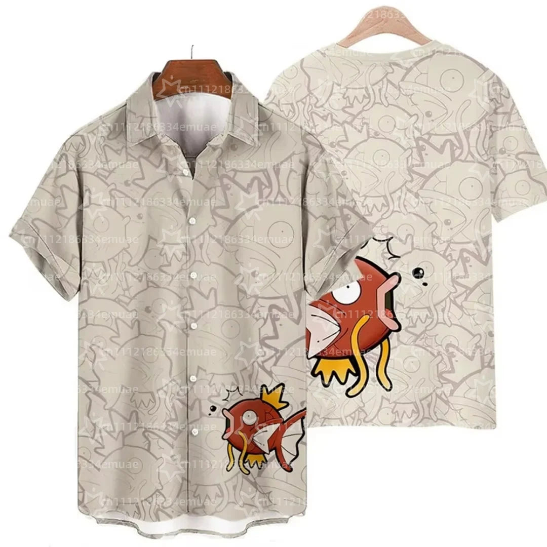 Camisa Hawaiana Snorlax — Estampado Tropical Anime | Aloha | Unisex Niños y Adultos Y2K