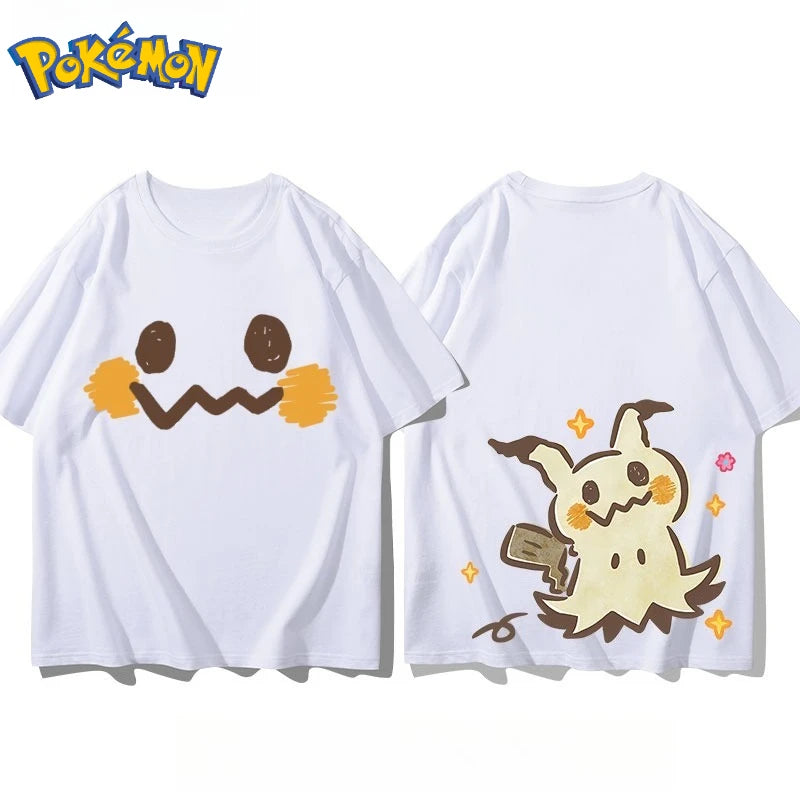 Camiseta Pokémon Mimikyu — Estampado Doble Cara | Oversize Algodón | Unisex Manga Corta Anime