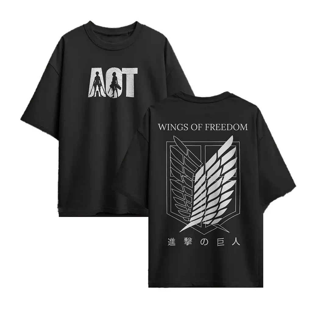 Camiseta Attack on Titan — Gráfica Anime | Oversize Manga Corta | Streetwear Y2K Unisex Algodón