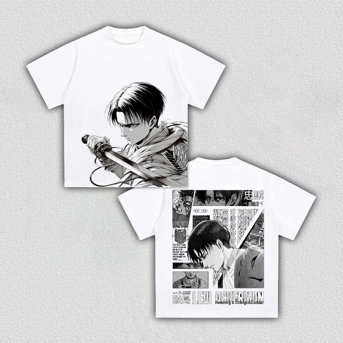 Camiseta Attack on Titan — Levi Ackerman | Unisex Manga Corta