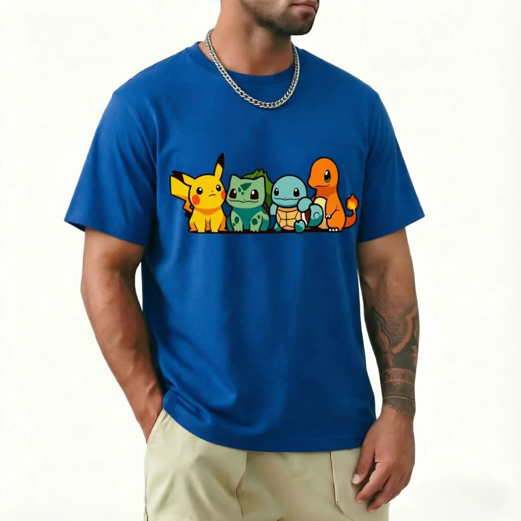 Camiseta Pokémon — Pikachu, Charmander, Squirtle, Bulbasaur | Anime Casual Unisex