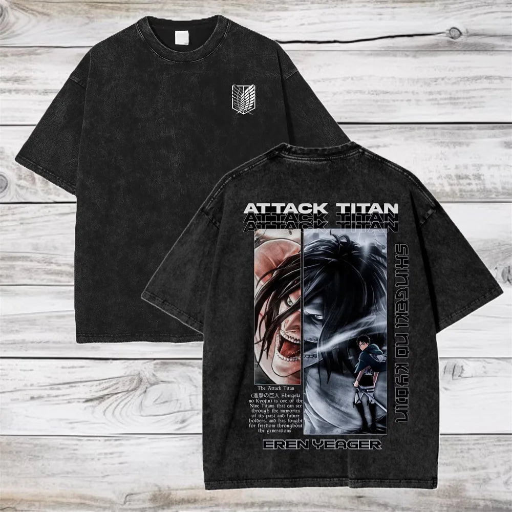 Camiseta Attack on Titan — Streetwear Anime Unisex Manga Corta