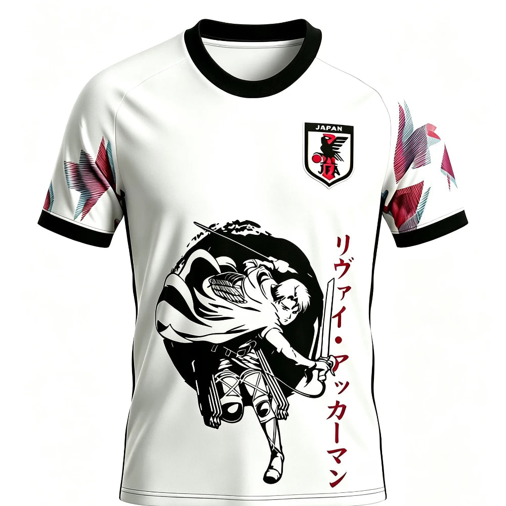 Jersey Attack on Titan — Fútbol Anime 3D | Secado Rápido Deportivo | Poliéster Hombre Mujer Manga Corta