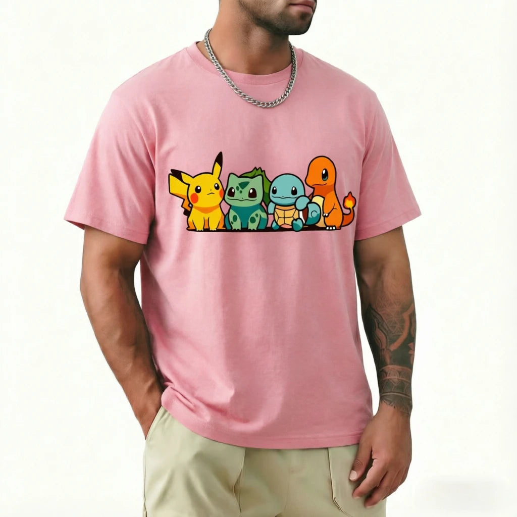 Camiseta Pokémon — Pikachu, Charmander, Squirtle, Bulbasaur | Anime Casual Unisex