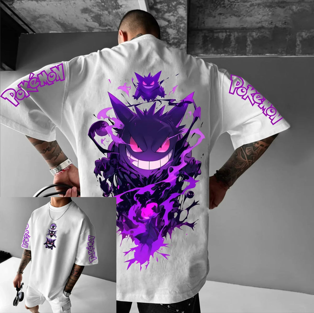 Camiseta Pokémon Gengar — Estampado Anime | Oversize Algodón | Streetwear Hombre Mujer Manga Corta