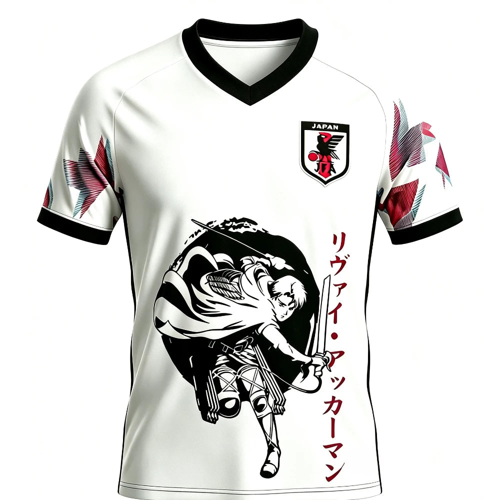Jersey Attack on Titan — Fútbol Anime 3D | Secado Rápido Deportivo | Poliéster Hombre Mujer Manga Corta