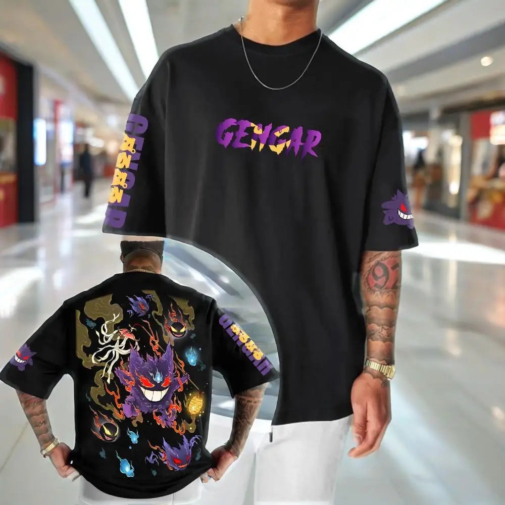 Camiseta Pokémon Gengar — Estampado Anime | Oversize Algodón | Streetwear Hombre Mujer Manga Corta