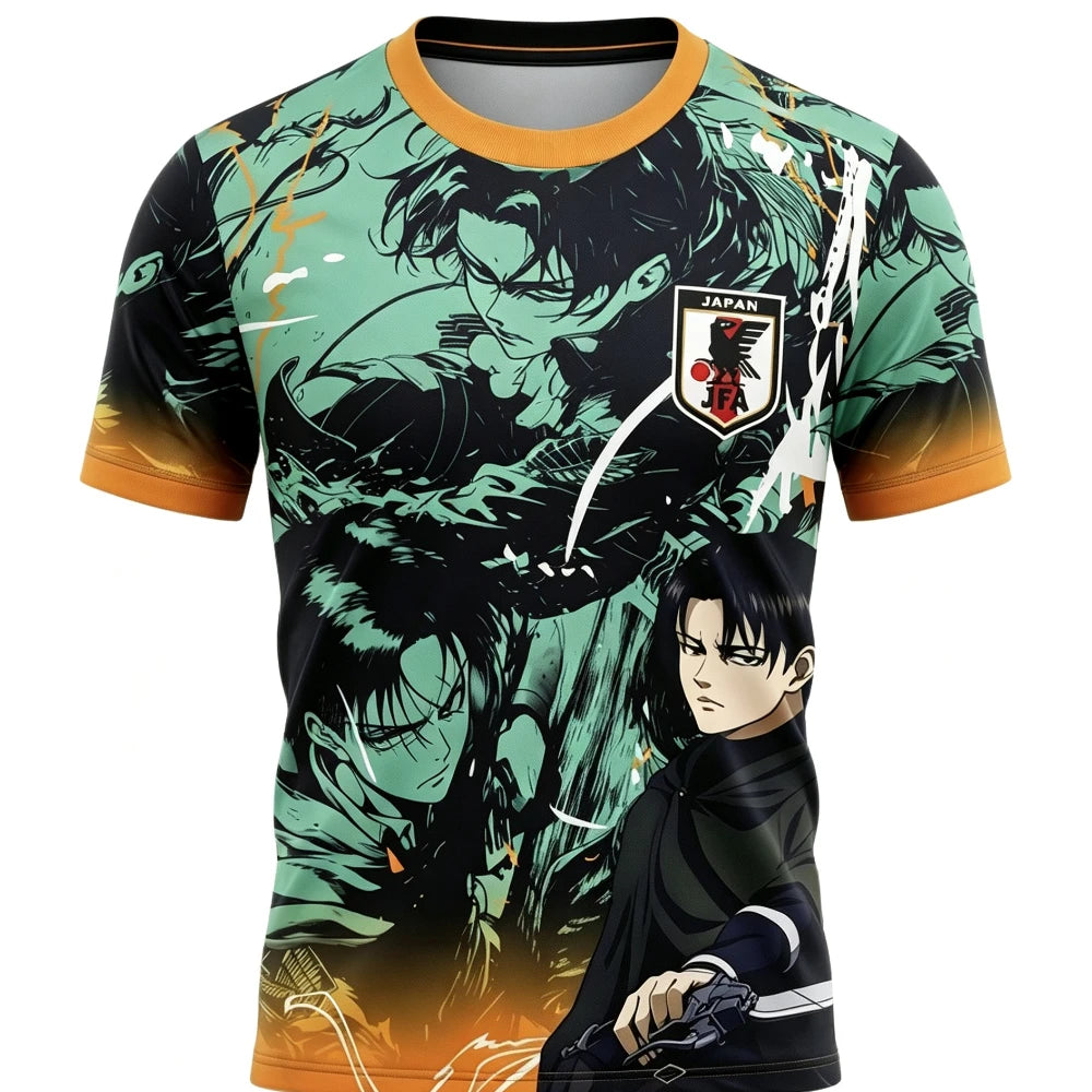 Jersey Attack on Titan — Fútbol Anime 3D | Secado Rápido Deportivo | Poliéster Hombre Mujer Manga Corta