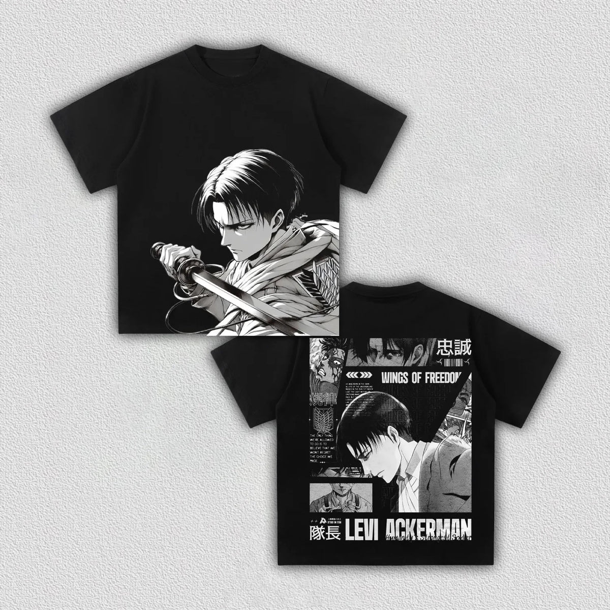 Camiseta Attack on Titan — Levi Ackerman | Unisex Manga Corta