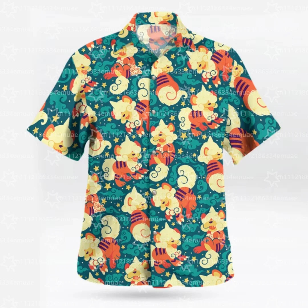 Camisa Hawaiana Snorlax — Estampado Tropical Anime | Aloha | Unisex Niños y Adultos Y2K