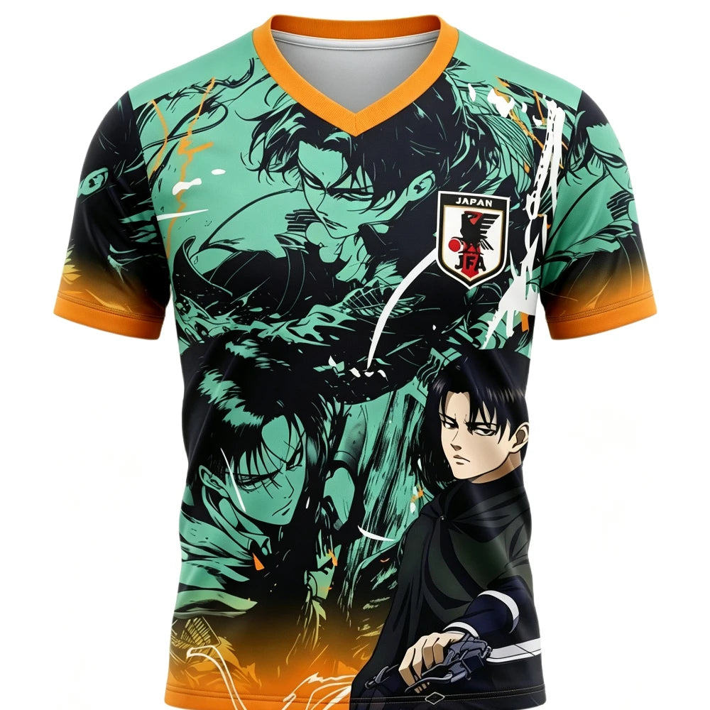 Jersey Attack on Titan — Fútbol Anime 3D | Secado Rápido Deportivo | Poliéster Hombre Mujer Manga Corta