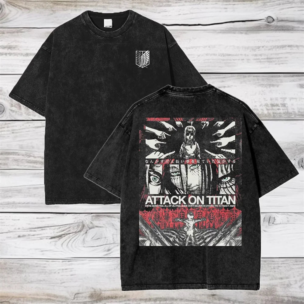 Camiseta Attack on Titan — Streetwear Anime Unisex Manga Corta